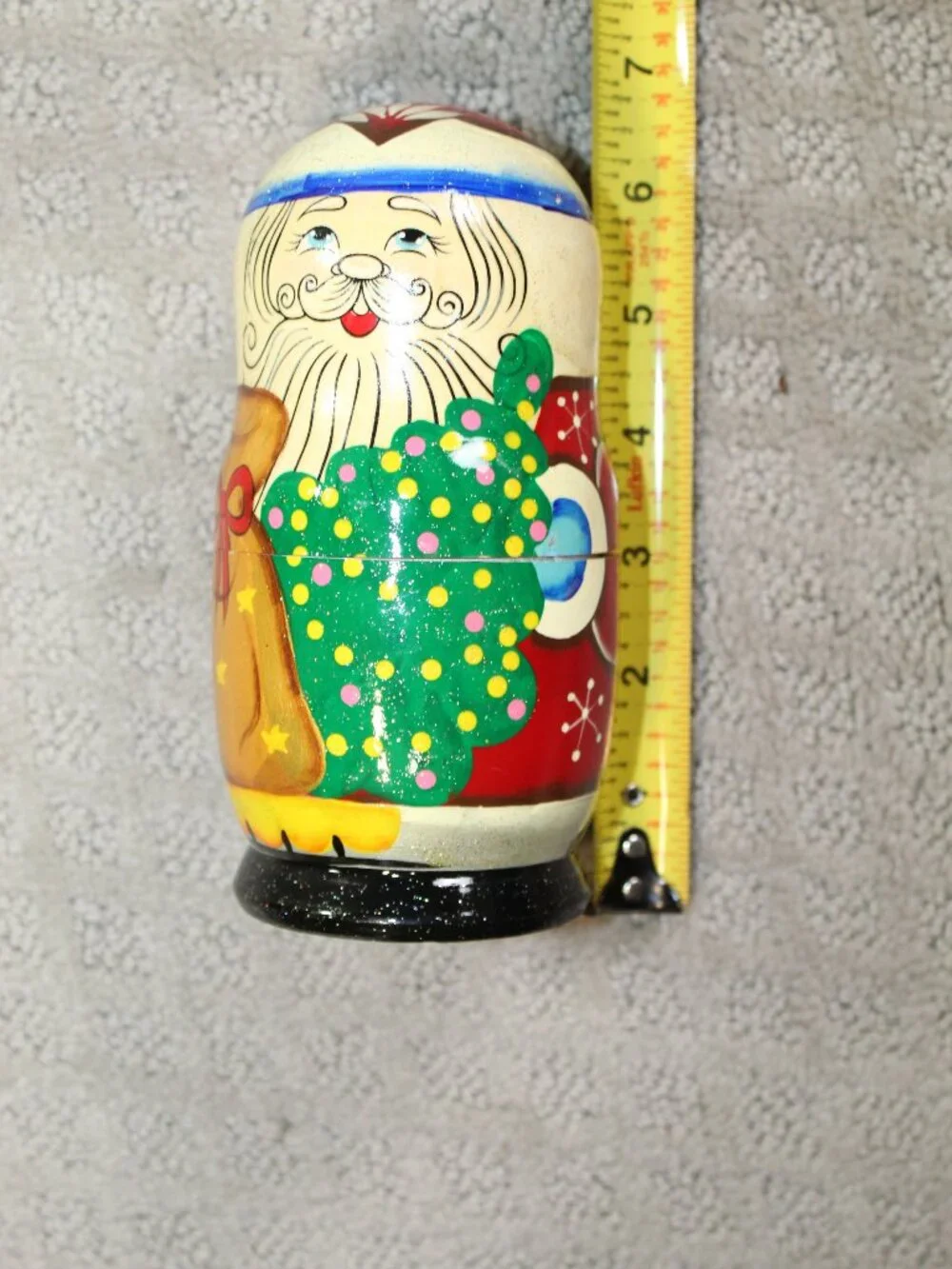 Set of 5 Signed Russian Nesting Santa with Christmas Tree 6.5